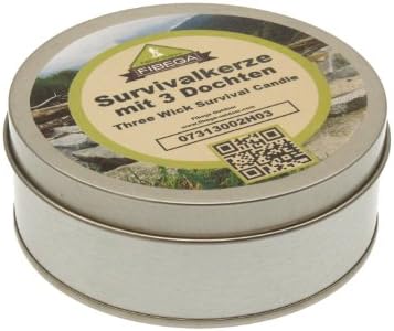 Fibega Survival candle with 3 wicks and insect repellent, in tin with lid - burns up to 36h