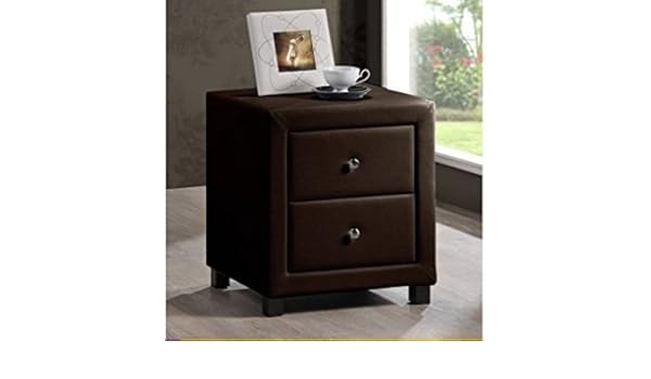 Time Living Chelsea Brown Faux Leather Two Drawer Bedside Cabinet