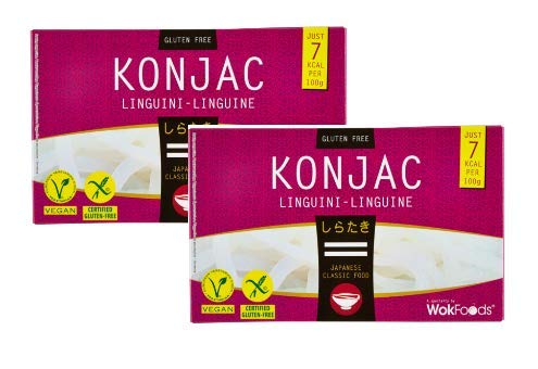 WokFoods Konjac Japonés Linguini Comida clásica Sin gluten/Mezcla de comida con la clásica Comida japonesa de harina de Konjac - 2 x 200 gramos