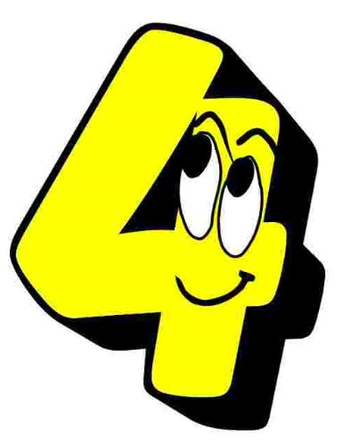 Yellow Face Number 4 Sticker For House Door / Wheelie Bin / Dustbin - Choose Number