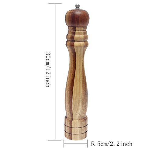 Signstek Salz/Pfeffermühle Gewürzemühle aus Holz 12 Inch - 8
