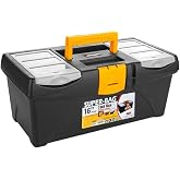 Lirazon Tool Bag, Tool Box, Mini Compartment Organizer with Transparent Cover, Yellow-Black Durable Plastic Material (16'')