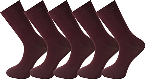 5 pares de calcetines Mysocks® para hombre. De color burdeos y hechos de algodón peinado muy fino