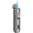 PIPITA Torch Lighter Windproof Cigar Butane Jet Lighter, Adjustable Single Flame Refillbale Fuel Lighter (Butane Not Included), with Gift Package Box