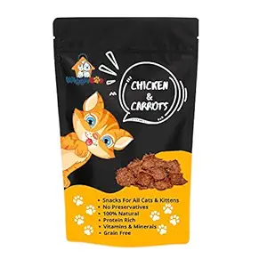 WiggleBoo Chicken & Carrot Cat Treat | Protein Rich | Crunchy Snack | Healthy Food | 45g