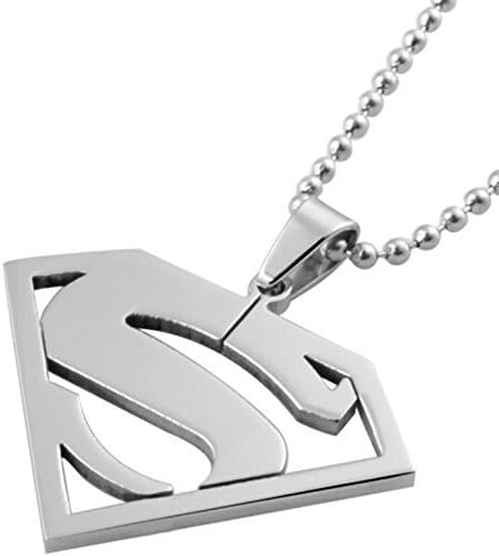 Superman Pendant and Silver Chain Necklace