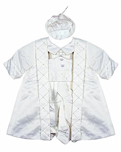Baby Boy's Highly detailed 3 pcs christening Gown/ Outfit (6-12months, Cream)