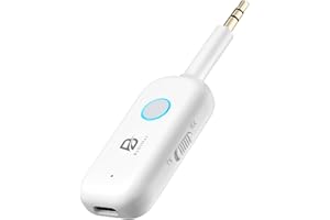 ByDiffer Bluetooth 5.2 Audio Transmitter Receiver for TV to 2 Wireless Headphones, Dual Link 3.5mm Jack AptX Low Latency Aux Bluetooth Adapter for Car, Airplane, Home Stereo (White)