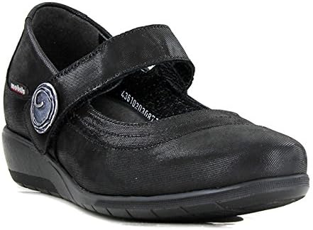 MOBILS by MEPHISTO Jessy Women's Flats with Velcro with Removable Cork Footbed Liz 2300 Black Size: EU 7 ITA 40,5 USA 9,5 cm 25,8