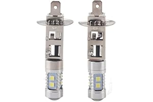 QIILU Car LED Bulbs 2Pcs Universal H1 6000K Super White 100W LED Headlight Bulbs Fog Driving Light