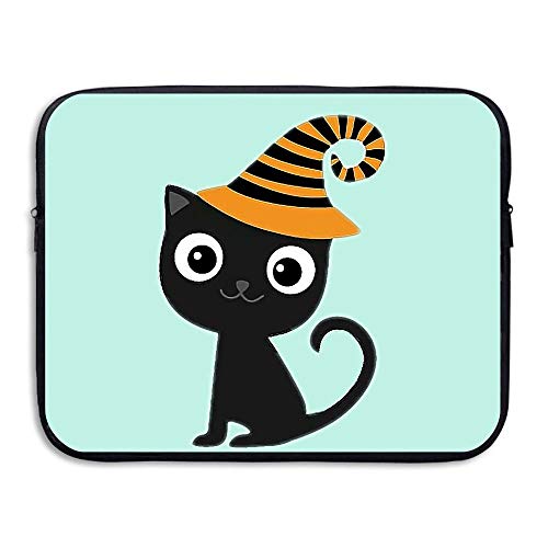 ASKSWF Laptop Sleeve Case Protective Bag Blackcat Halloween Kitten Printed Ultrabook Briefcase Sleeve Bags Cover For 15 Inch Macbook Pro/Notebook/Acer/Asus/Lenovo Dell/Women/Men