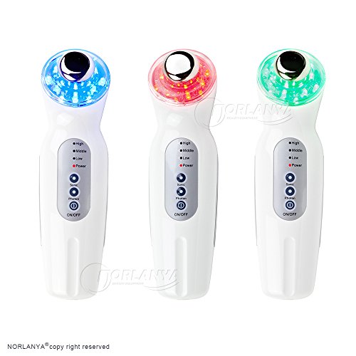 NORLANYA Ultrasonic LED Light Photon Therapy Beauty Skin Care Machine Anti Aging Facial Toning Device, Silvery