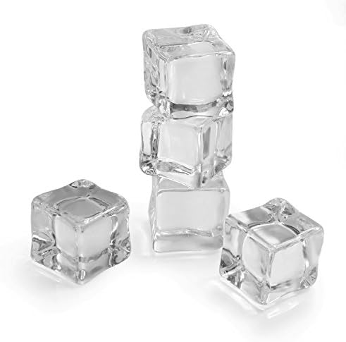 Landisun 24 Counts/Pack Fake Artificial Acrylic Ice Cubes Crystal Clear 1 Inch