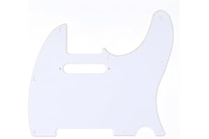 Musiclily 8 Otworów Pickguard Tele Płyta Maskownica do Gitary Fender USA/Mexican Standard Telecaster typ Nowoczesnym, 1-warstwowy Biały