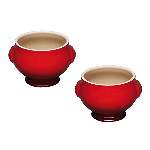 Le Creuset Steinzeug Suppenterrine 2er-Set je 600 ml, kirschrot