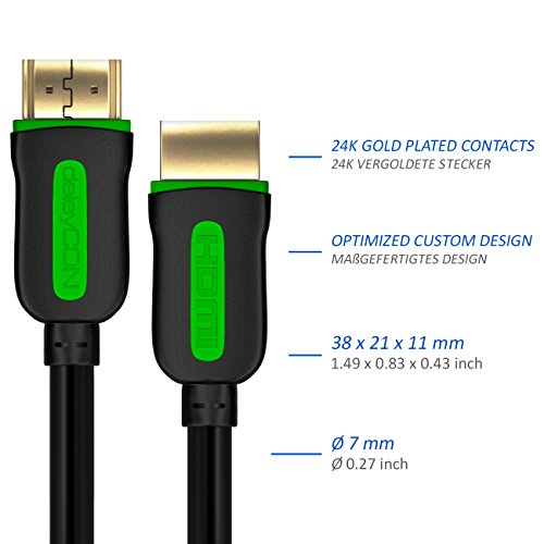 deleyCON 5m Gaming HDMI Kabel für XBOX ONE (S) / X-Box 360 – HDMI 2.0/1.4 – UHD / 4K / HDR / 3D / 1080p / 2160p / ARC – High Speed mit Ethernet - 3