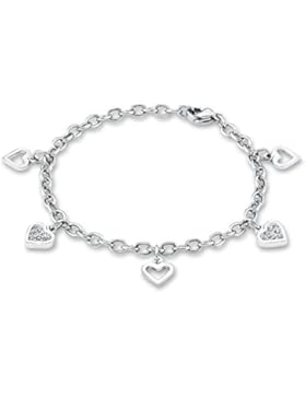 s.Oliver Kinder-Armband Edelstahl mattiert Glas weiß Rundschliff 16 cm - 2018838