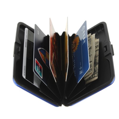 Alu wasserdichte Kreditkarten Visitenkarten Etui Case Tasche Box Hülle Kartenbox Aufbewahrungsbox Blau - 2