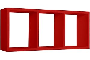 MODULARREDO | TRISTANO Mensola da Muro, Libreria Sospesa, Libreria da Parete, Scaffale da Parete, Rosso, 70x30 p15.5 cm, Kit Tasselli Inclusi - Made in Italy