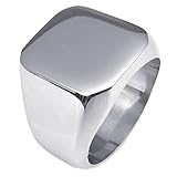 100% nuevo y de alta calidad Anillo de sello - SODIAL(R) anillo de joyeria de hombres, de acero inoxidable, anillo de sellado, plata (9)