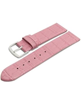 Meyhofer Uhrenarmband Pensacola 20mm rosa Leder Clip-Anstoß Alligator-Prägung ohne Naht MyHeklb187/20mm/rosa/clip/oN