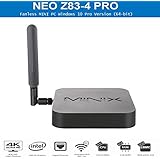 MINIX NEO Upgraded Z83-4 PRO Fanless Mini PC Windows 10 Pro, Intel X5-Z8350 Quad-Core 4G/32G 1000M/LAN 2.4/5G 802.11AC WiFi BT 4.2 Dual Output Mini DP and HDMI 1.4 with [EU/UK/US] Universal Adapter