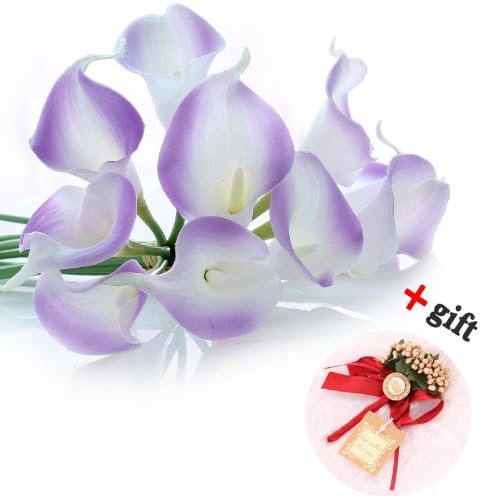 Calla Lily Bridal Wedding Bouquet 20 head Latex Real Touch Flower Bouquets KC55 Purple