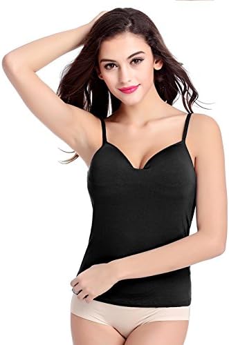 Encounter Womens Basic Modal Cotton Shelf Bra Camisole(Black,M)