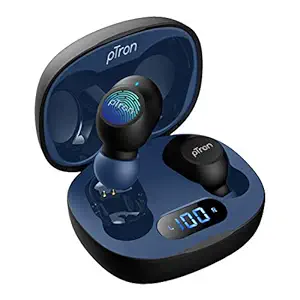 pTron Bassbuds Pro (New) in-Ear True Wireless Bluetooth 5.1 Headphones with Deep Bass, Low Latency Gaming Earphones, Touch Control, IPX4 Water/Sweat Resistance Earbuds & Built-in Mic - (Black & Blue)