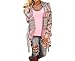 Produktbild WOCACHI Damen Geometrische Printed Langarm Baumwolle Kimono Cardigan Coat Tops Cover up (L, Rosa)