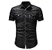 Produktbild Luckycat Herren Casual Slim Fit Knopf Shirt mit Tasche Kurzarm Bluse Mode 2018