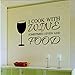 Produktbild Myvovo Cucino Con Vino Decalcomania Della Parete Del Vinile Cita Diy Arte Murale Autoadesivi Smontabili Della Parete Della Decorazione Della Casa Cucina 35 * 61Cm
