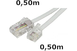 DITM® Cordon Téléphone ou ADSL RJ11 Male vers RJ 45 Male (0,50m, Blanc)