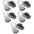 DONIZARD Nylon Safety Hand Gloves | Anti Cut | Cut Resistant | Industrial | Domestic Hand Gloves (White & Grey OR White & Blue) - Pair of 5