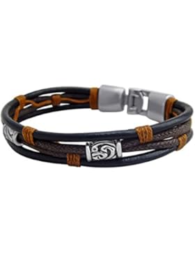 Hanessa Geschenk zu Weihnachten 100% Echt Leder Surfer-Armband in Braun Silber Verschluß Herren-Schmuck für den...