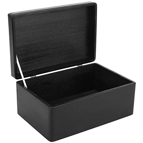 Creative Deco Grande Noire Boîte de Rangement Bois | 30 x 20 x 14 cm | Caisse Coffre Malle à Décorer avec Couvercle | Plusieurs Couleurs | Parfait pour Jouets, Outils, Documents
