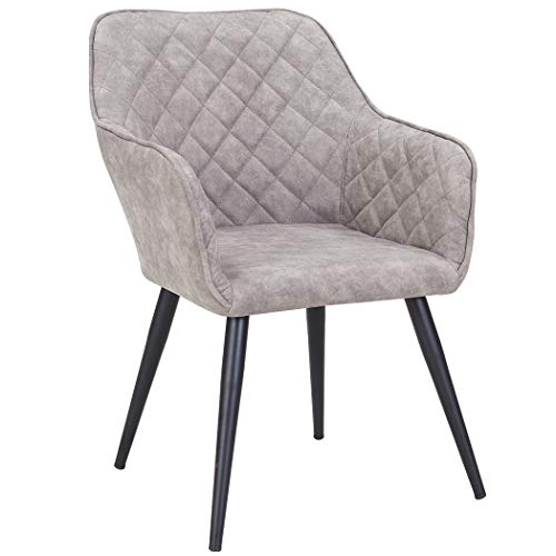 Duhome Esszimmerstuhl aus Stoff Lederoptik Hell Grau Marmor Stein