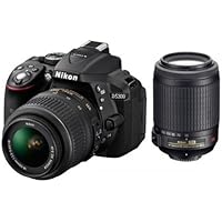 Nikon D5300 Digital SLR Camera (Black) with AF-S DX 18-55mm VR II and AF-S DX 55-200mm VR II , Double Zoom Kit with Card, Camera Bag