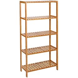SONGMICS Étagère en Bambou, Meuble de Rangement de Salle de Bain, Étagère à Chaussures, Bibliothèque, pour Entrée, Salle de Bain, Salon, Couloir, Entrée, Dimensions 130 x 60 x 26 cm BCB35Y
