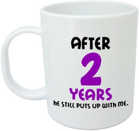 After 2 Years He Still Puts Up with Me - 2nd Wedding Anniversary Gift Mug for Her by LOLMUGS