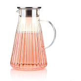 Borosilikat Cam S&uuml;rahi, L&uuml;ster Boyamalı, Metal Kapaklı, 1.8L Kapasiteli, Dalgalı Konik Form, Ergonomik Kulplu, Şeffaf, Sıcağa