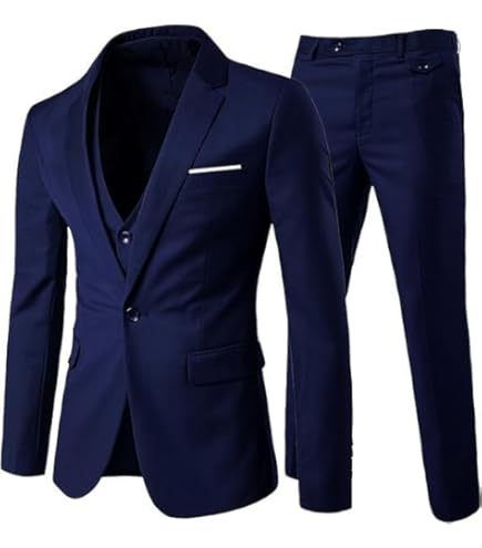 Herren Anzug 3-teilig Slim Fit - Sakko Weste Hose Business Hochzeit
