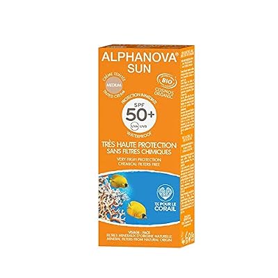 Alphanova Crème solaire teintée médium bio SPF 50+ - 50 g