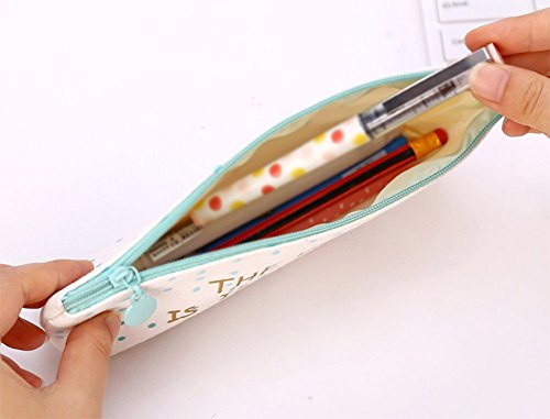 Cosanter Estuche Escolar Trapezoidal Invertida Caja de L  piz Linda de la Cremallera Patr  n de Puntos Peque  os