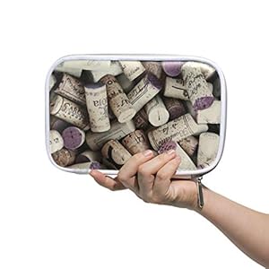 Pencil Case Leather Cosmetic Bag Wine Bottle Corks Organizer Large Capacity for Travel School