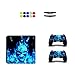 Produktbild Skin for PS4 Slim, Chickwin Design Folie Aufkleber Sticker schützende Haut Schale für Sony Playstation 4 Slim Konsole und 2 Dualshock Controller + 10pc Silikon Thumb Grips + 2pc zufällig Light Bar (Schädel Blau Feuer)