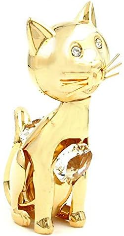 Collectible Figurine CAT Crystal Temptations Swarovski Spectra Elements 24K Gold-Plated - Decorative Home Ornament Keepsake Gift Figure Figurine