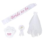 Bride to Be Badge Rosette Sash Garter 2T Veil for Wedding Shower Hen Night Party