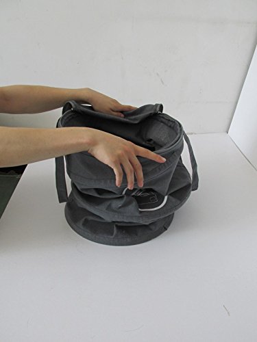 FuXing Faltbar Wäschekorb Polyester Baumwolle Runden Kleidung Wäschekorb Tasche Pop-up Wäschebox Wäschesäcke Wäschekörbe Wäschesammler Wäschetruhe Wäschesack Aufbewahrungsbehälter 13.8 * 19.7 Zoll (Grau) - 7