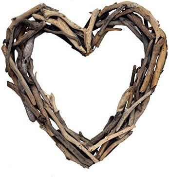 Driftwood Heart Ornament, Natural brown wood, 30x5x33cm